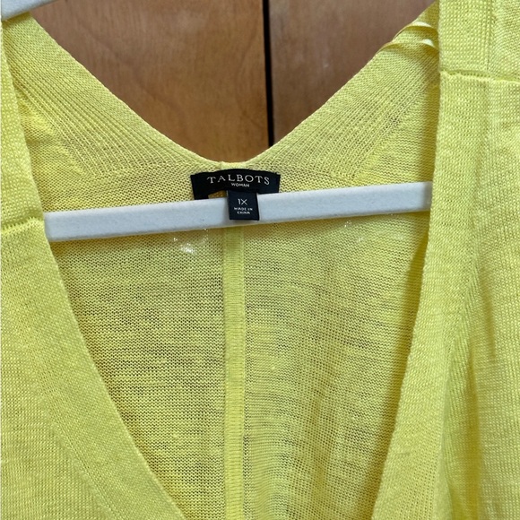 100% Linen Lemon Yellow Woven Top - Picture 1 of 4